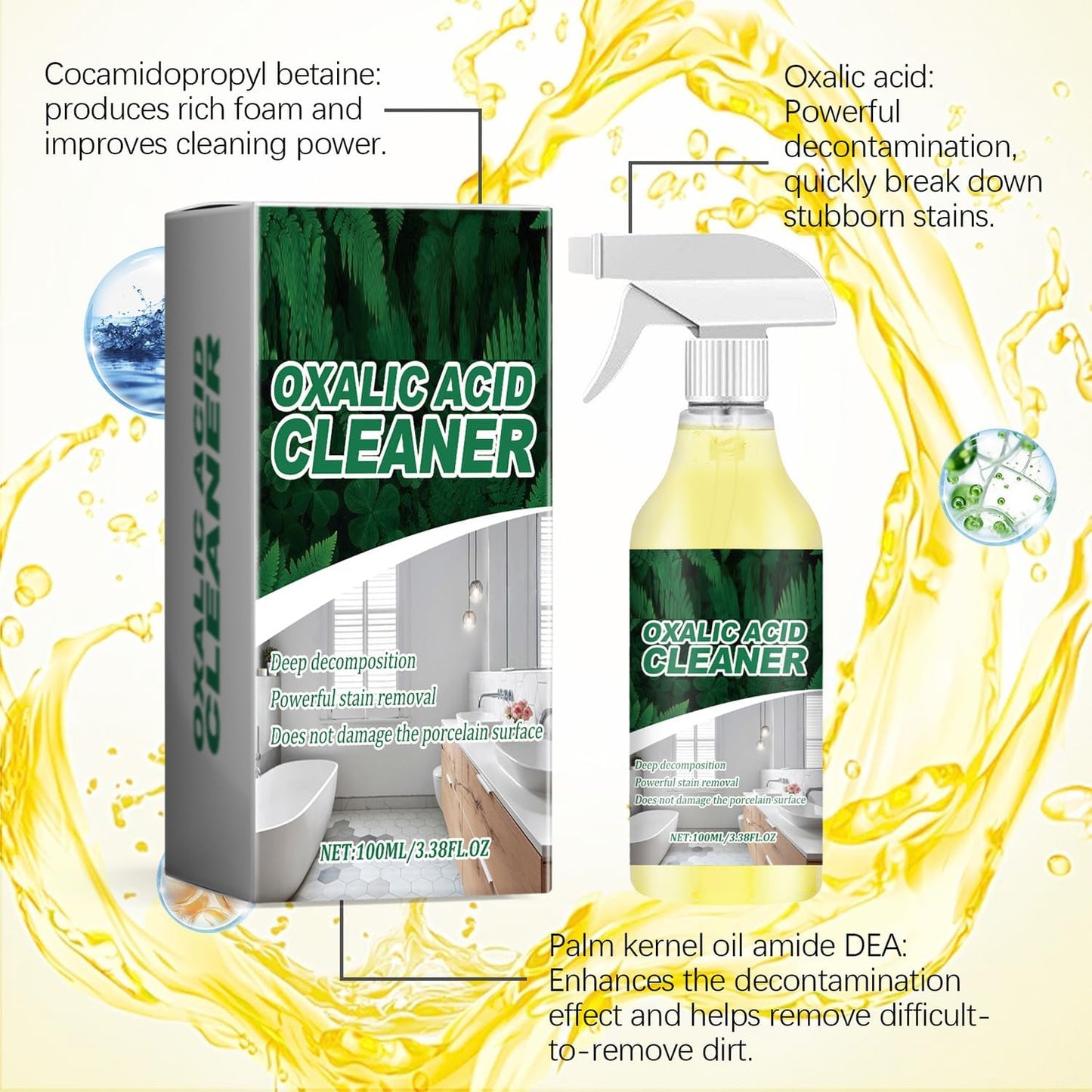 Oxalic Acid Bathroom Cleaner, Powerful Stain Remover✨